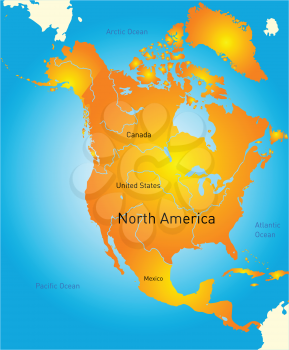 Vector map of north america continent