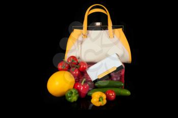 Modern fashion woman bag with vegetables
