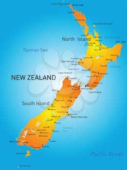 Vector color map of New Zealand country
