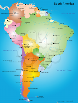Vector color map of South America