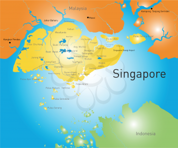 Vector color map of Republic of Singapore