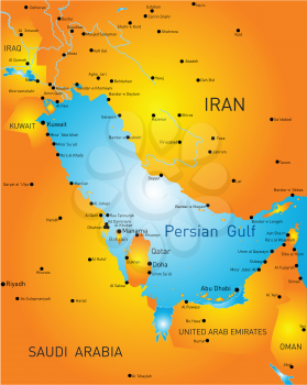 Vector color map of Persian gulf countries
