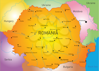 Vector color map of Romania country