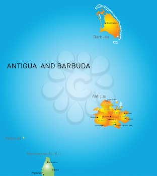 Vector color map of Antigua and Barbuda