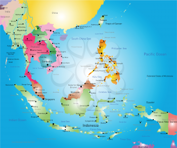 Vector color southeast asia map