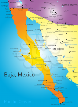 baja california vector color map