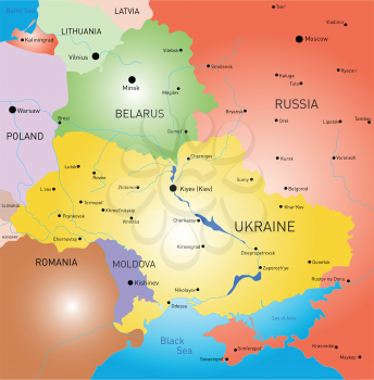Vector color map of Belarus and Ukraine country