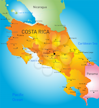 Vector color map of Costa Rica country