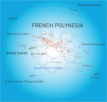 Vector color map of French Polynesia