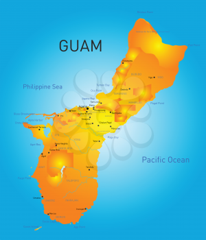 Guam country vector color map