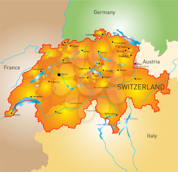 vector color map of Switzerland