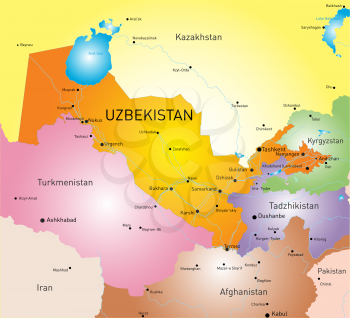 Vector color map of Uzbekistan