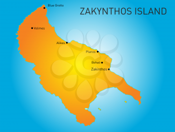 Island of Zakynthos in Greece map