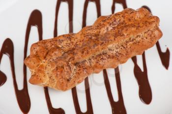 traditional eclair on a choco background.