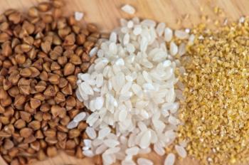 Cereals - buckwheat rice millet and wheat groats