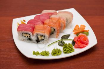 Roll with cream cheese and salmon fish 