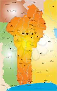 Vector color map of Benin