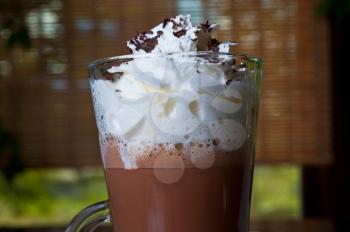 Coffee mocha with whipped cream and chocolate