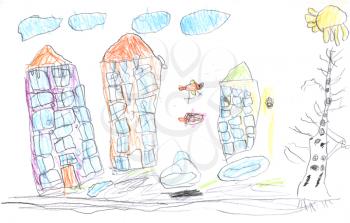 Kid's drawing - homes- made by child