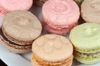traditional french colorful macarons closeup
