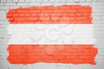 Austria flag painted on white brick wall texture background
