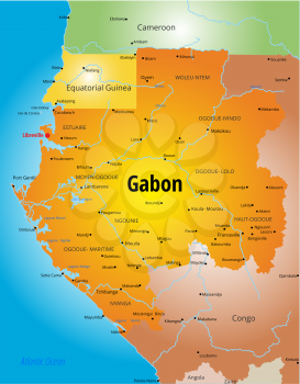 Vector color map of Gabon country 