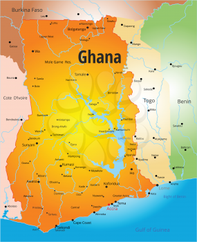 Vector color map of Ghana country