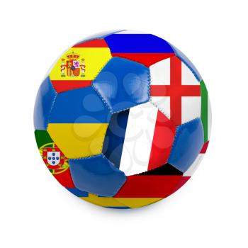 soccer ball with euro 2016 countries flags on a white background