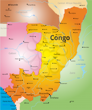 Vector  color map of Congo country
