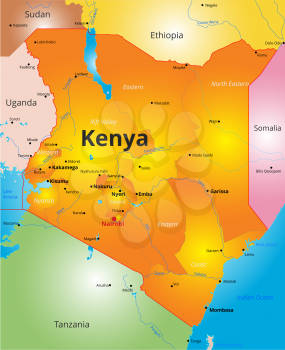 Vector color map of Kenya country
