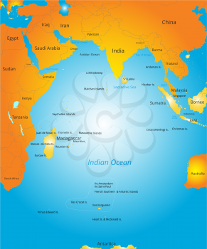 Vector color map of Indian ocean region