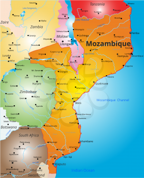 Vector color map of Mozambique country