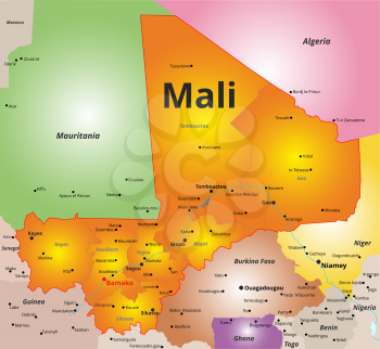 Vector color map of Mali country