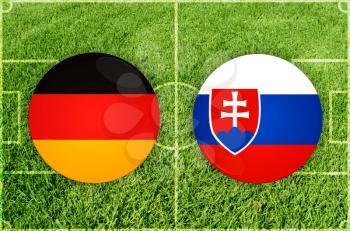 Germany vs Slovakia icons at green background