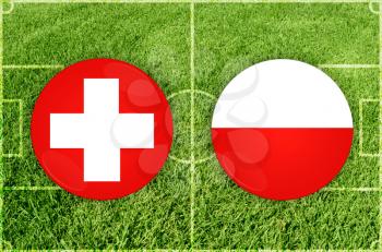 Switzerland vs Poland icons at green background