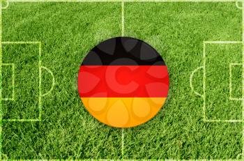Germany icons at football field background