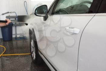 car washing with high pressure water