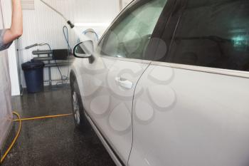 car washing with high pressure water
