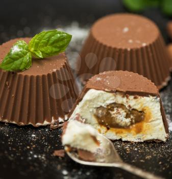 Homemade dessert from cream and chocolate