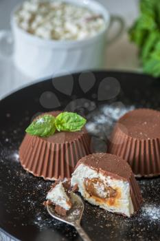 Homemade dessert from cream and chocolate