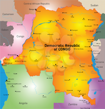 Vector color map of Democratic Republic of Congo country