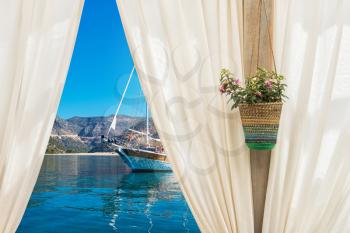 view from curtain on the sea, Turkey