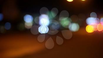 Defocused night traffic lights in Alanya, Turkey