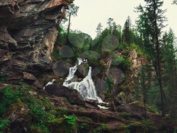 Waterfall in Altai Mountains territory, West Siberia, Russia