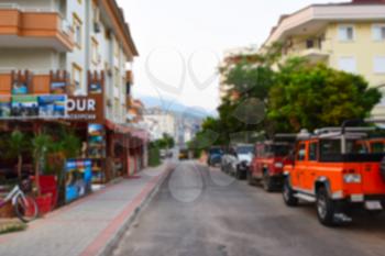 Blurred photo of Alanya city, view to the city,Turkey