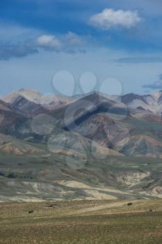Different colored mountains in near Mongolian Altai mountains, Russia.