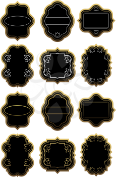 Royalty Free Clipart Image of Gold and Black Labels