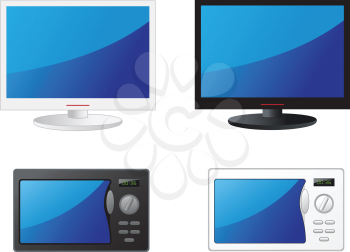 Royalty Free Clipart Image of TVs and Microwaves