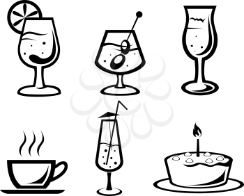 Royalty Free Clipart Image of a Set if Cocktails