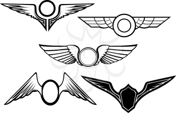 Royalty Free Clipart Image of Winged Elements